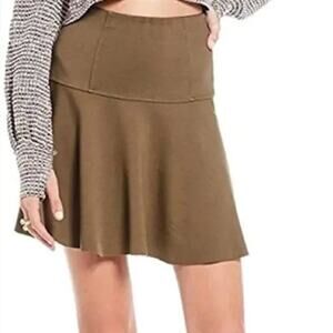 NWT Free People Army Green Raw Hem Highlands Ruffled A-Line Mini Skirt • Sz S ⬇️